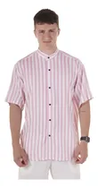 Comprar Camisa Rayada Lino Camisa Homre Manga Corta Cuello Mao