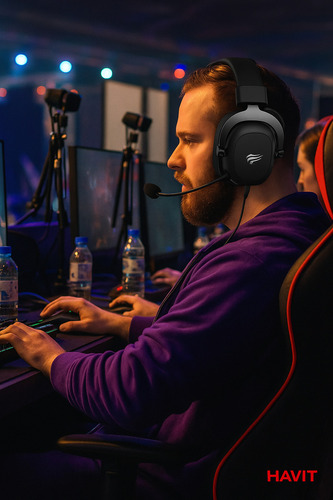 HAVIT H2002d Audífonos Gaming Profesionales Con Control De Volumen En Cable, Micrófono Flexible, Sonido Hi-Fi 3D – Para Consolas, Laptop, PC y Dispositivos Móviles