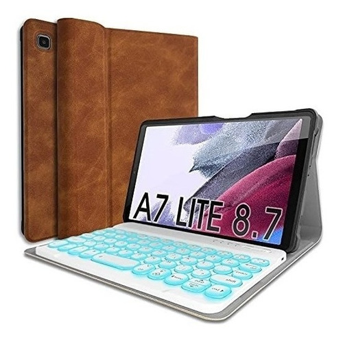 Funda Teclado Wineecy Galaxy Tab A7 Lite 8.7 Cuero/marrón