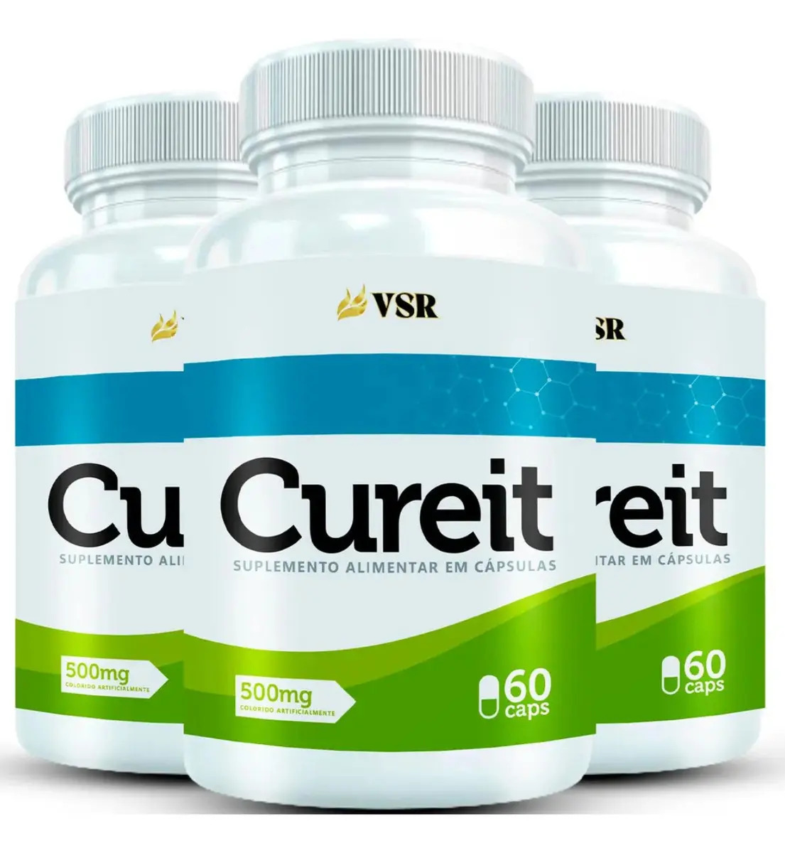 Cureit 500mg 60 Capsulas Poderoso Antiinflamatório 3 Potes