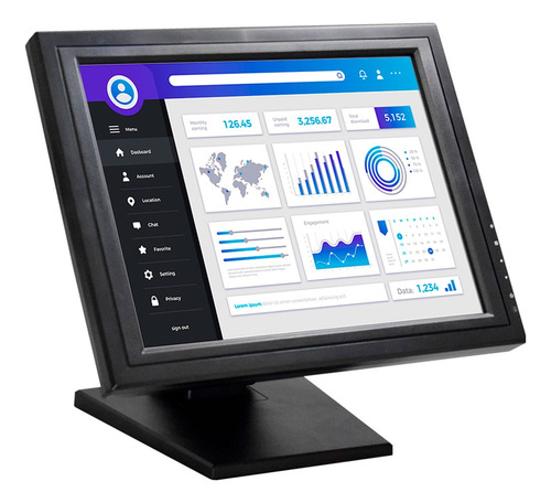 Monitor K-mex Lp-1503 Lcd Touch Led 15 Capacitiva Vga Usb Cor Preto 100V/240V