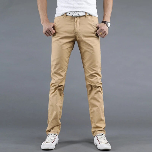 Pantalón Casual De Algodón Para Hombre, Pantalones Chinos Pl