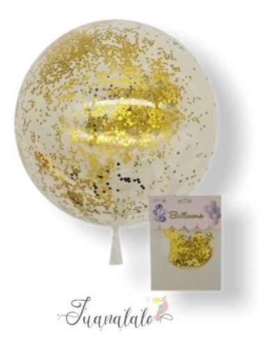 Globos  Burbuja Cristal Confite Metalizado Dorado 12(30 Cm.)