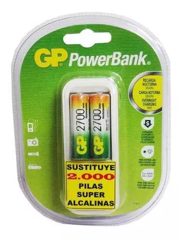 Pila Recargable AA, 1.2V/2700mAh, marca GP.