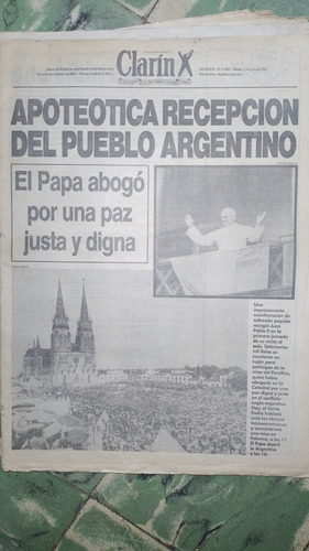 Diario Clarin *el  Papa Juan Pablo 2 En La Argentina - 1982