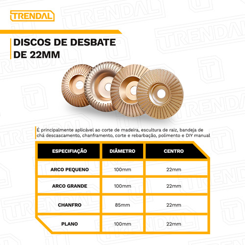 Kit 4 Disco Abrasivo Para Lixar Desbastar Esculpir Ângulo De Madeira Esculpida Reforçada