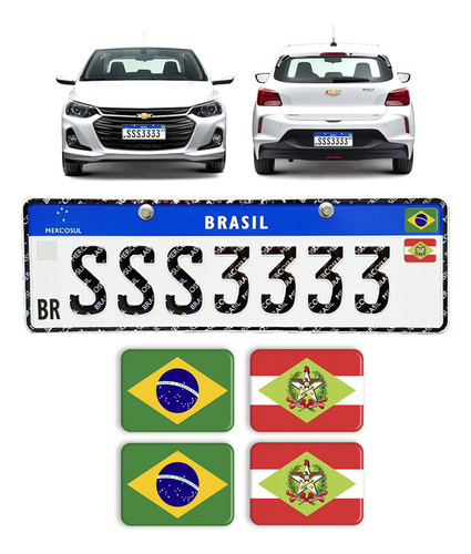 Adesivos Bandeiras Brasil E Santa Catarina Placa Nova Carro