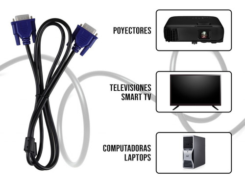 Imagen 2 de 9 de Cable Vga A Vga Ferrita Con Fibra Cable Resistente 18-6174