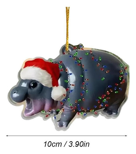 - Christmas Hippotamus House Hippo, Colgante Pequeño Con