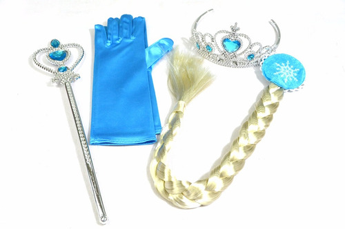 Imagen 1 de 2 de Set Completo De Frozen,trenza,corona, Cetro Y Guantes