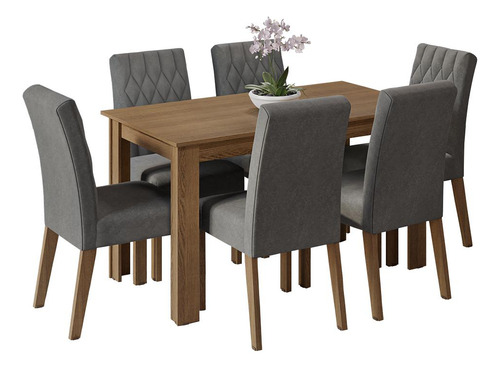 Mesa de comedor de madera con 6 sillas Allegro Madesa Rs, color rústico/plateado