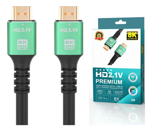 Cable Hdmi 8k V2.1 - 1.8 Metros Hdtv Premium 48gbps