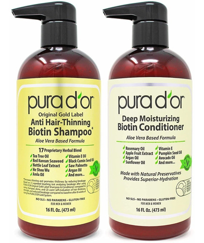 Pura D'or Shampoo + Acondicionador 2 X 473ml