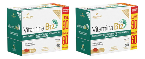 Kit 2 Caixas Vitamina B12 750mg 90 Cápsulas Softgel La