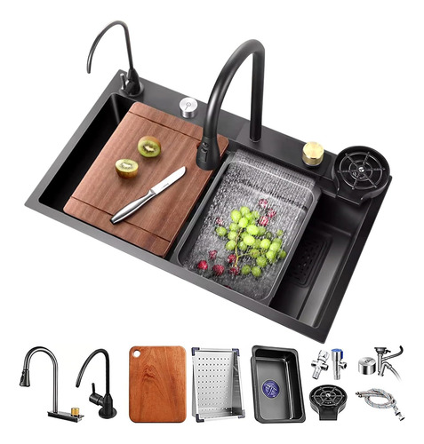 Fregadero De Cocina De Acero Inoxidable Con Accesorios 75x45