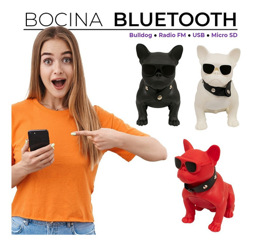  Bocina Bluetooth En Forma De Perro Bulldog