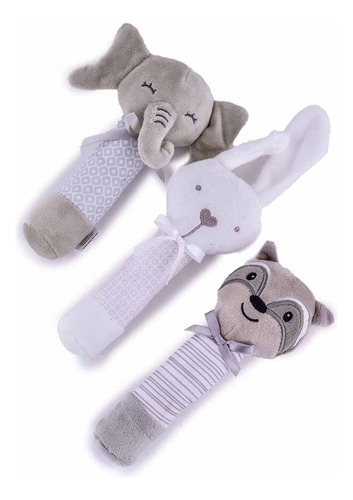 Set De 3 Sonajas For Bebe Juguete Peluche Felpa Extra Suave