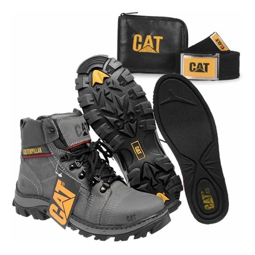 Bota Cat Caterpillar En Cuero Con Kit De Regalo