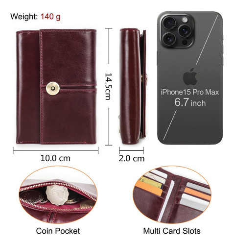 Cartera De Cuero Para Mujer Con Bloqueo Rfid De Navidad