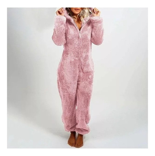 Pijama Tipo Mono Térmico De Forro Polar Para Mujer Con