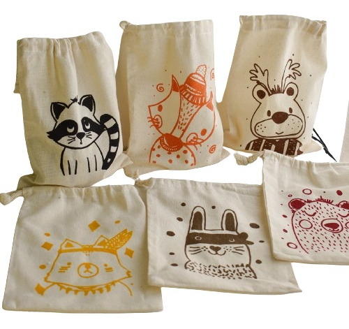 Combo 3 Packs  Bolsas Animales 15 X 20 Souvenirs 18 U Lienzo