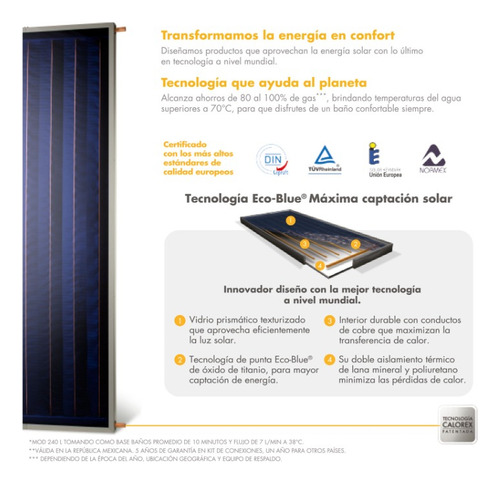 Calentador Solar De Panel 240l Calorex