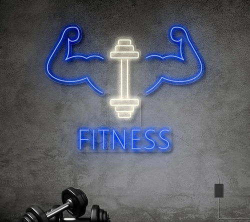 Placa Luminária/painel Neon Led- Braços Gym/academia 65x82cm