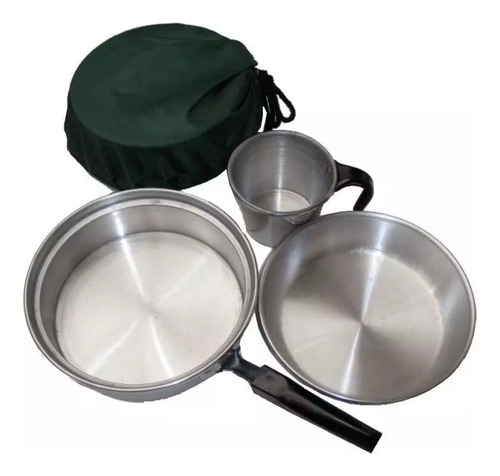 Marmita Set Cocina 3 Piezas 1 Persona Camping Mochilera