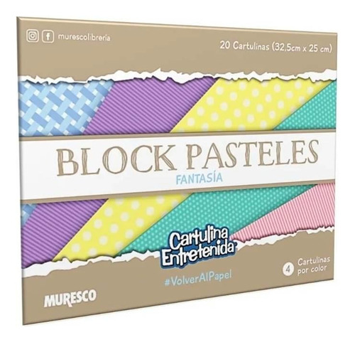 Block Cartulina Entretenida Muresco X 20 Hjs Pastel Fantasia