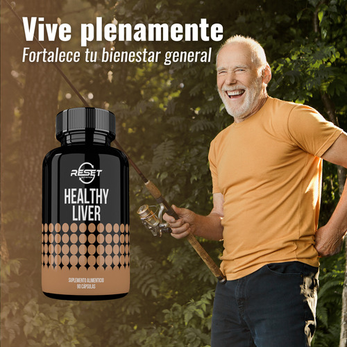 Reset Nutrition Healthy Liver 90 Cápsulas Suplemento Alimenticio para Desintoxicación Hepática, Protección del Hígado, y Salud Digestiva