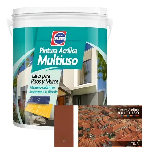 Pintura Pisos - Multiuso Elbex 4lt Teja Acabado Mate