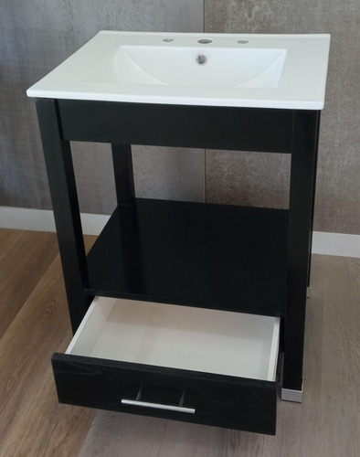 Imagen 5 de 6 de Vanitory 62cm De Ancho Color Lustre Wengue Con Cajon