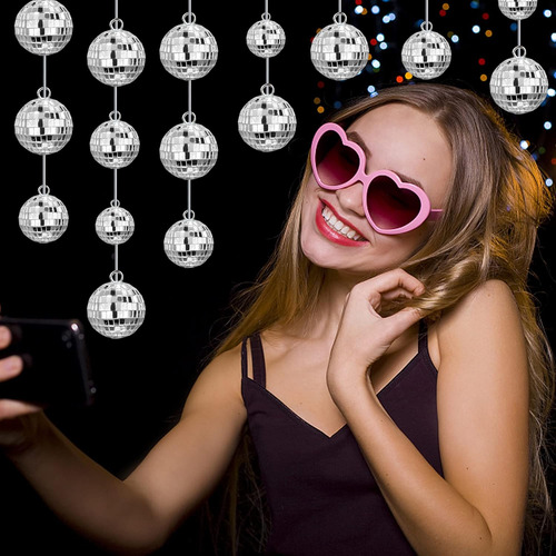 40 Piezas De Adornos De Bolas De Discoteca Plateadas, Mini B