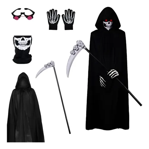 Capa De Bruja Negra Con Capucha Para Halloween – Talla Ajustable Con Cordón, Incluye 20 Tatuajes Temporales, Ideal Para Cosplay Y Disfraces De Niños Y Adultos