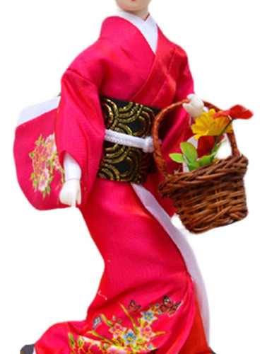 Decoração De Boneca Gueixa Rosa Vermelha Rosa Vermelha