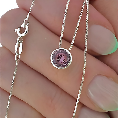 Collar Glow Cadena 40/45cm + Dije Susano 7mm Lila Plata 925 Violeta
