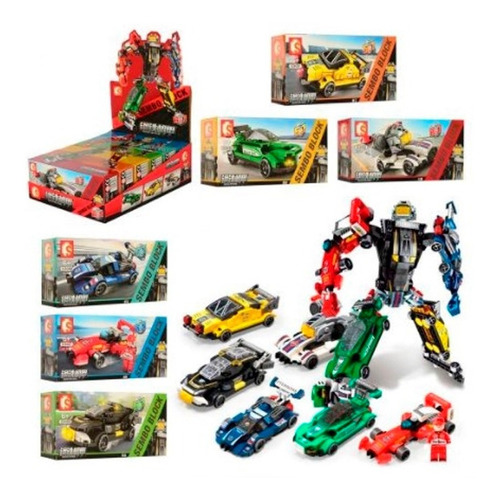 Blocos Montar Transformers 6 Em 1 Robôs Carros Corrida Leg