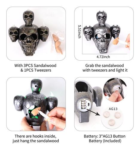 Vela Led Verde De Halloween Con Calavera De Haunted House