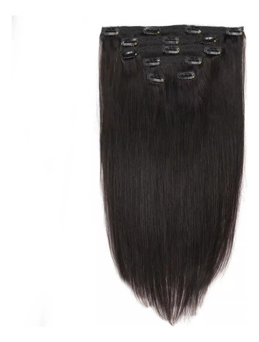 Clip Tic Tac Em Cabelo Natural Humano Preto 40cm 70g 6 Peças