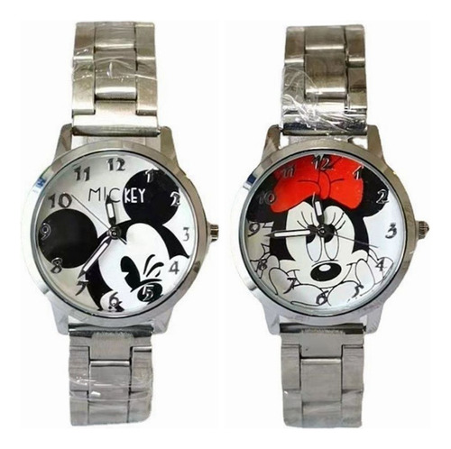 2 Relojes De Lujo Minnie Reloj De Pulsera Plateado Completo
