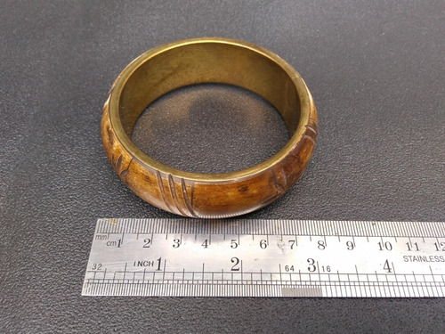 Gotica : Viejo Pulsera Bronce Y Hueso Pintado Rustico Zox