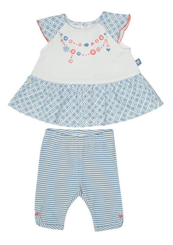 Conjunto Bebe Algodón Verano Niña Crudo