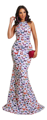 Vestido De Verano Con Estampado Anudado De Mariposas Que Fre