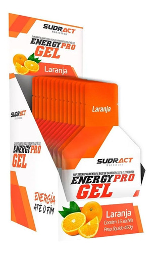 Energy Pro Gel - 15 Sachês De 30g Laranja Sudract Nutrition