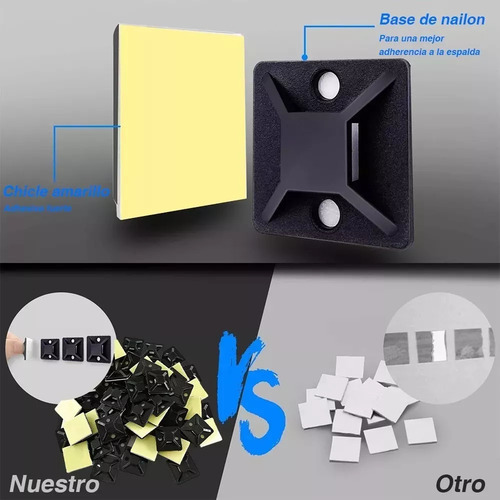 400 Bases Adhesivas Y 400 Correas De Plástico De 30 X 30 Mm