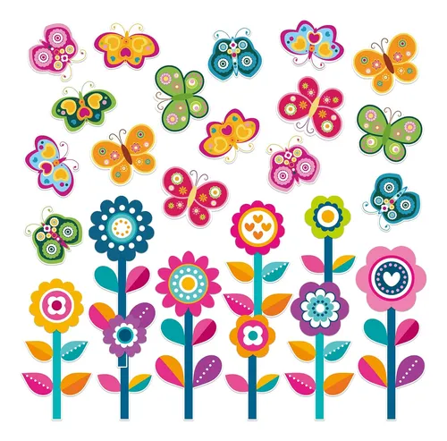 54 Piezas Flores De Primavera Mariposa Recortables Prim...