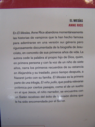 Imagen 2 de 2 de El Mesias * El Niño Judio * Anne Rice *