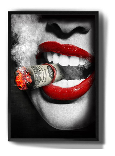 Quadro Decorativo Tumblr Dolar Na Boca Fumando Swag