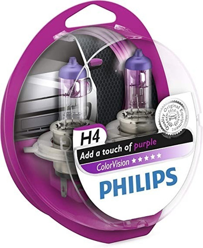 Par Ampolletas Philips H4 Color Visión Purpura 
