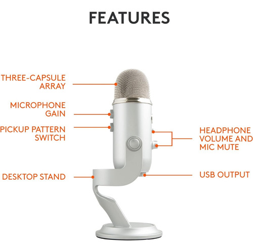 Blue Yeti Micrófono Usb Para Grabación, Streaming, Gaming